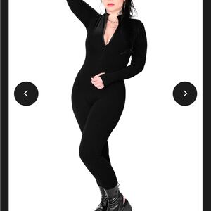 FOXBLOOD Black Zip-Up catsuit Jumpsuit xxl